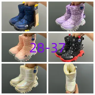 The North Face Navy Blue Quilted Insulation Snowflake Print Snow Boots