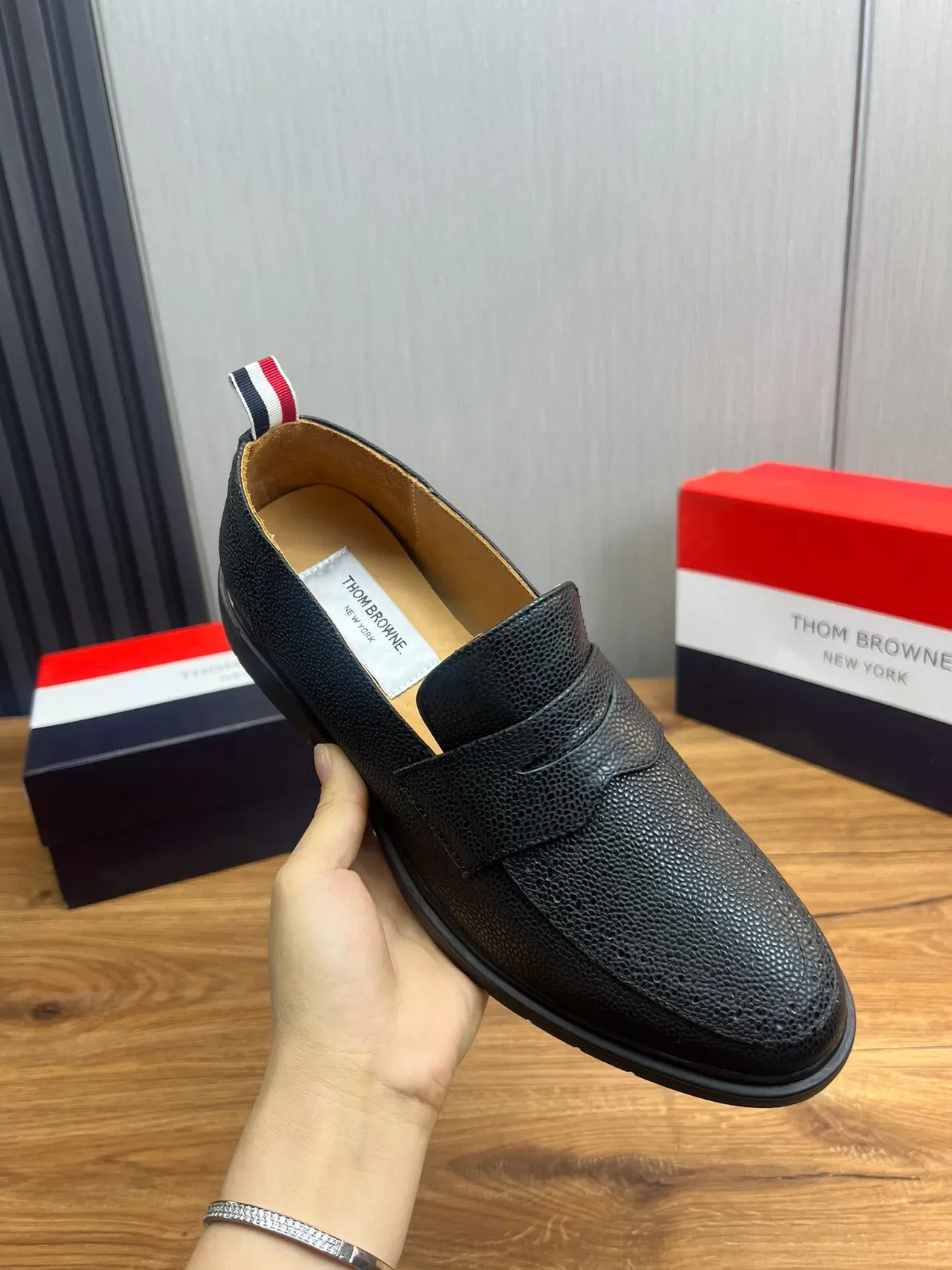 Thom Browne Penny Loafer Black Pebbled Leather Loafers 6