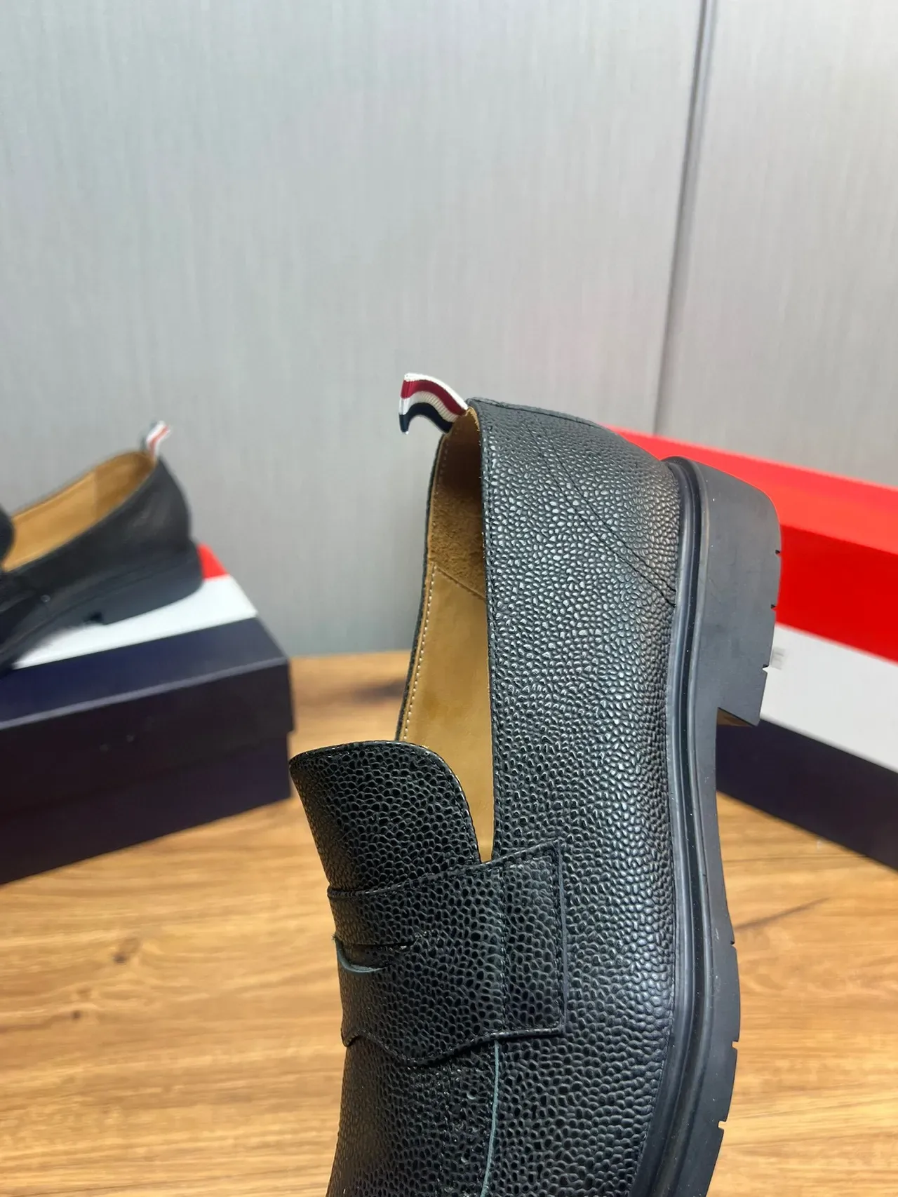 Thom Browne Penny Loafer Black Pebbled Leather Loafers 7