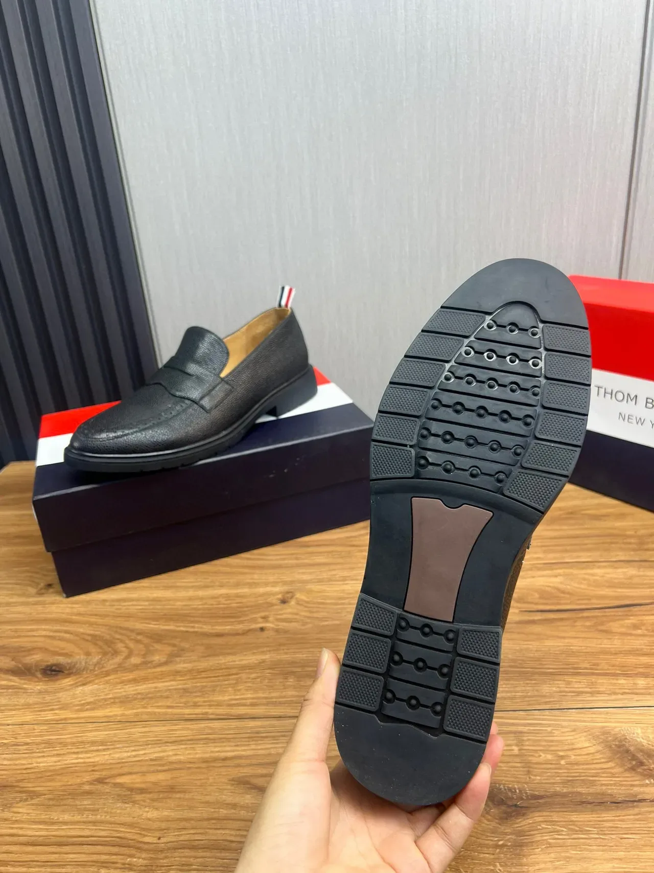 Thom Browne Penny Loafer Black Pebbled Leather Loafers 8