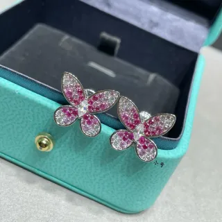 Tiffany & Co. Butterfly Pavé Pink and White Gemstone Stud Earrings