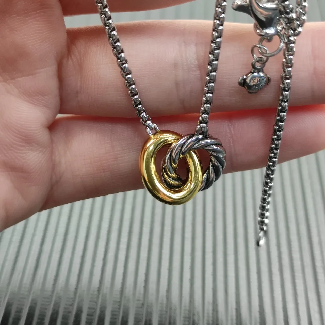Tiffany & Co. HardWear Two-Tone Twisted Ring Necklace 8