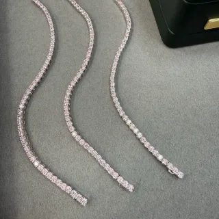 Tiffany & Co. Bracelet Argent Rose Gemmes Pavé-Set Accents de Pierres Claires Alternants