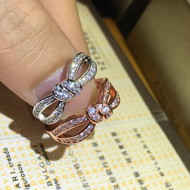 Tiffany & Co. Return to Tiffany Bague Nœud Or Rose et Or Blanc Pavé 2