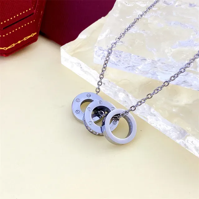 Tiffany & Co. Return to Tiffany Triple Ring Pavé Pendant Necklace 1