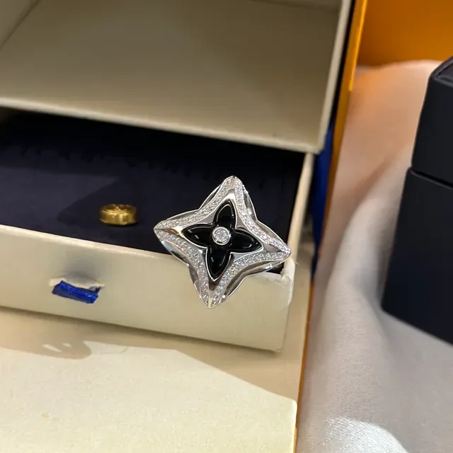 Tiffany & Co. Silver Blue Openwork Star Motif Polished Metal Ring 3