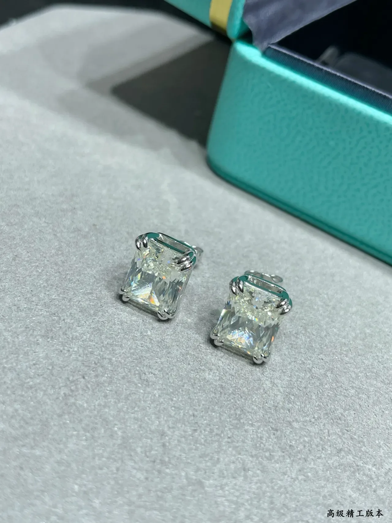 Tiffany & Co. Square-Cut Clear Stone Stud Earrings 4