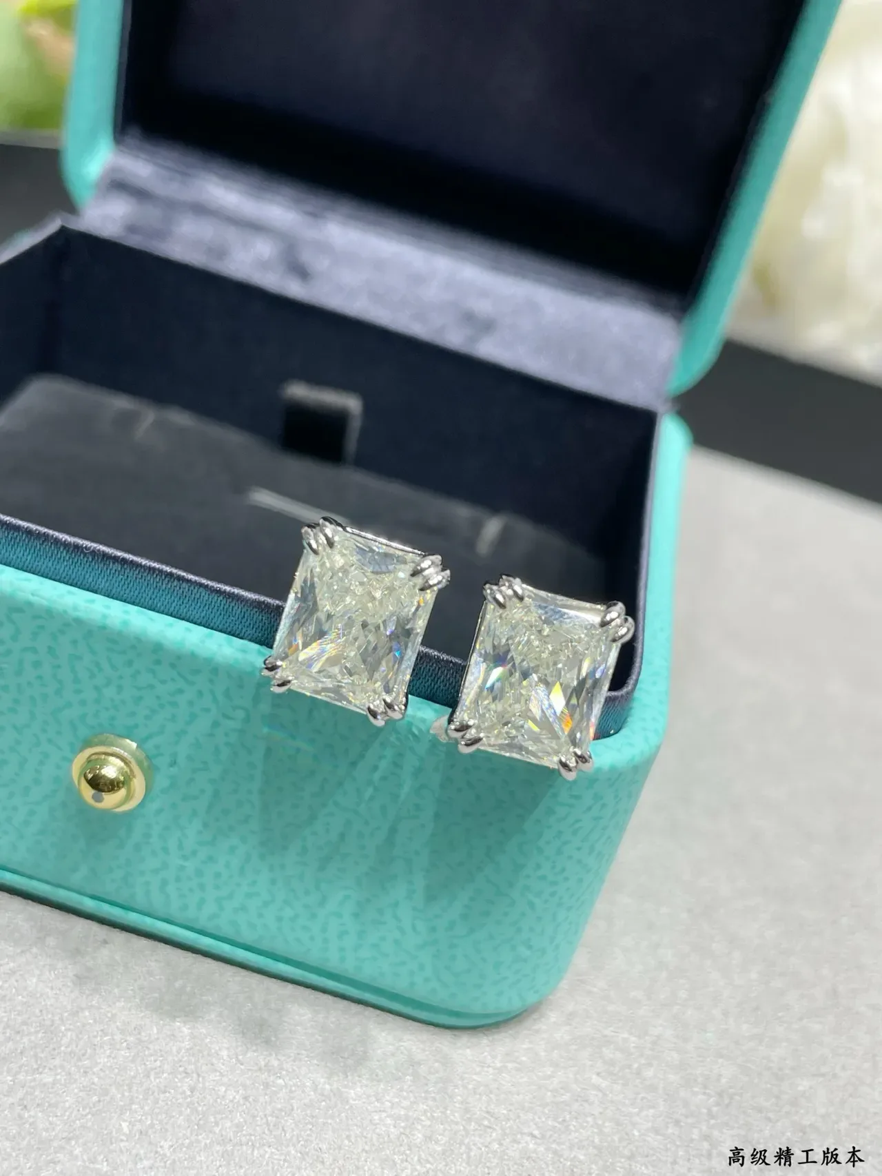 Tiffany & Co. Square-Cut Clear Stone Stud Earrings 6