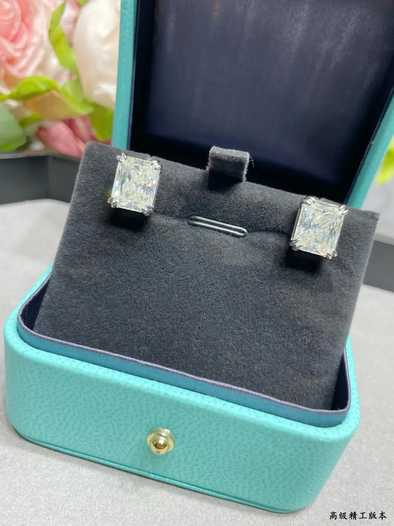 Tiffany & Co. Square-Cut Clear Stone Stud Earrings 8