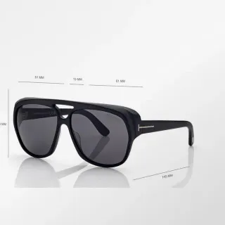 Tom Ford Black Gray Shield-Style Matte Acetate Sunglasses