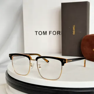 Tom Ford Rectangular Half-Rim Black and Gold Optical Glasses