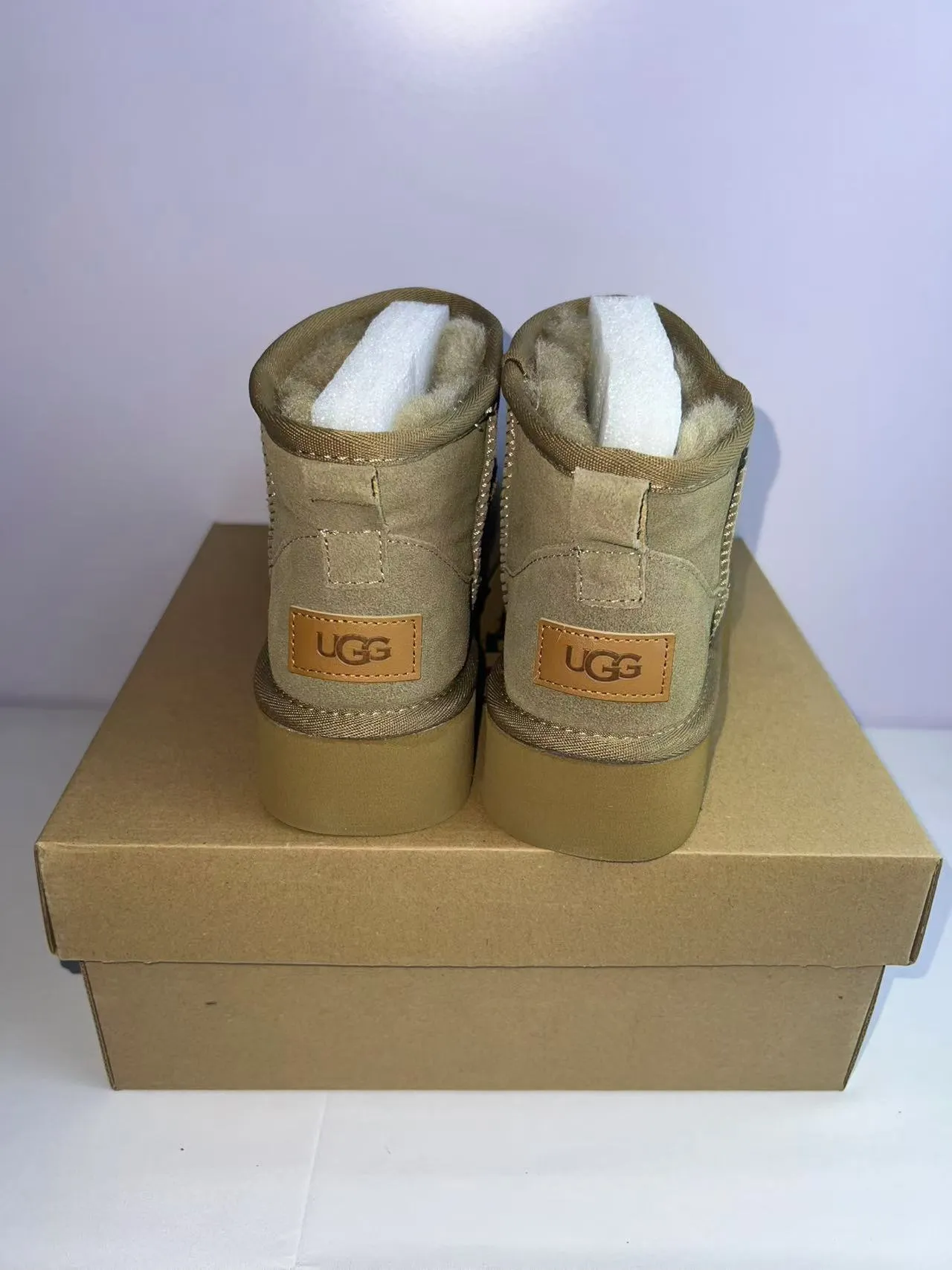 UGG Beige White Suede Upper Shearling-Lined Snow Boots 3