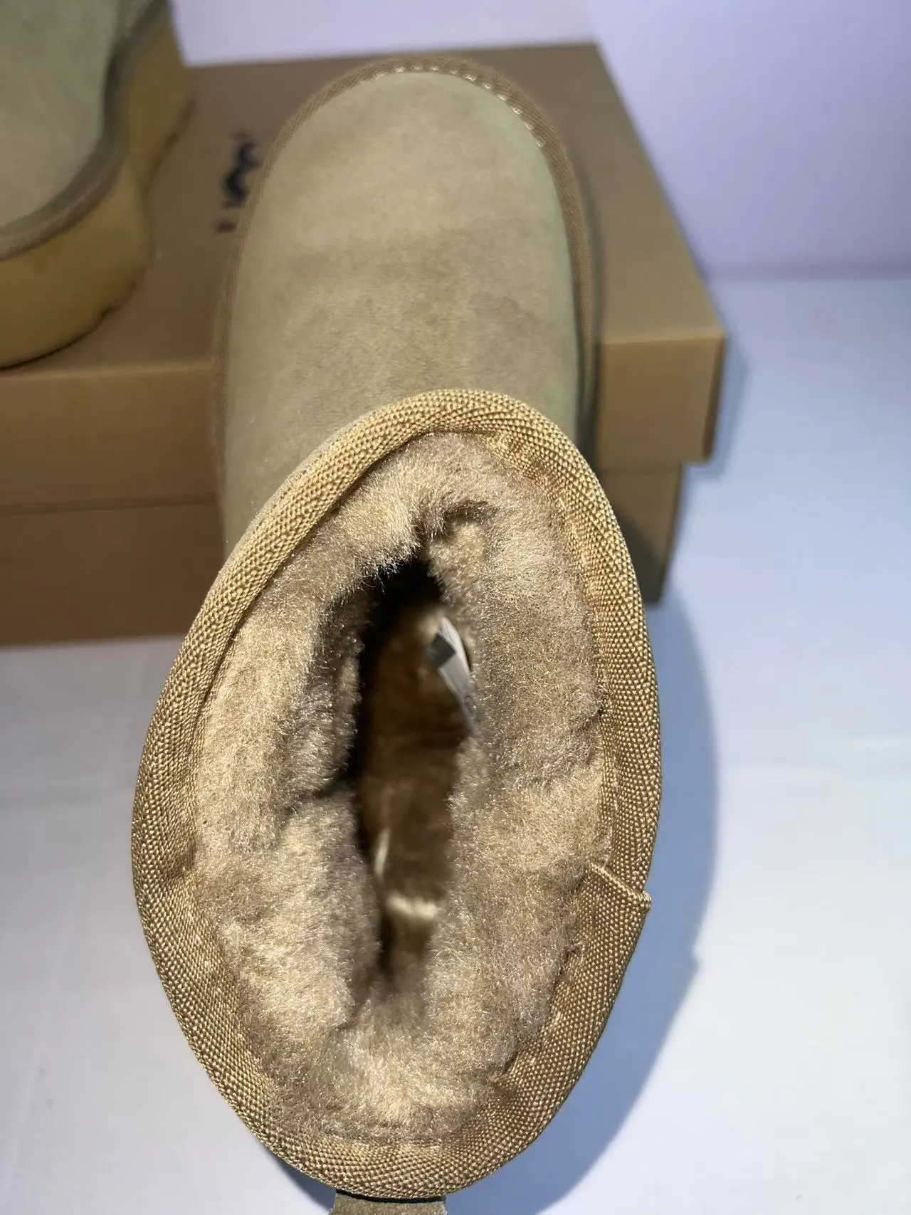 UGG Beige White Suede Upper Shearling-Lined Snow Boots 6