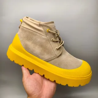 UGG Beige Yellow Suede Upper Chunky Sole Ankle Boots