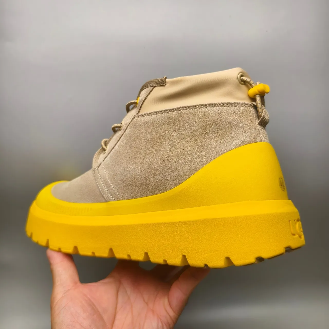 UGG Beige Yellow Suede Upper Chunky Sole Ankle Boots 4