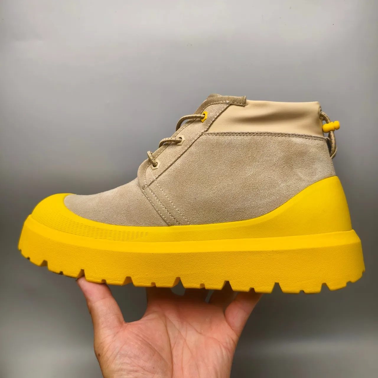 UGG Beige Yellow Suede Upper Chunky Sole Ankle Boots 7