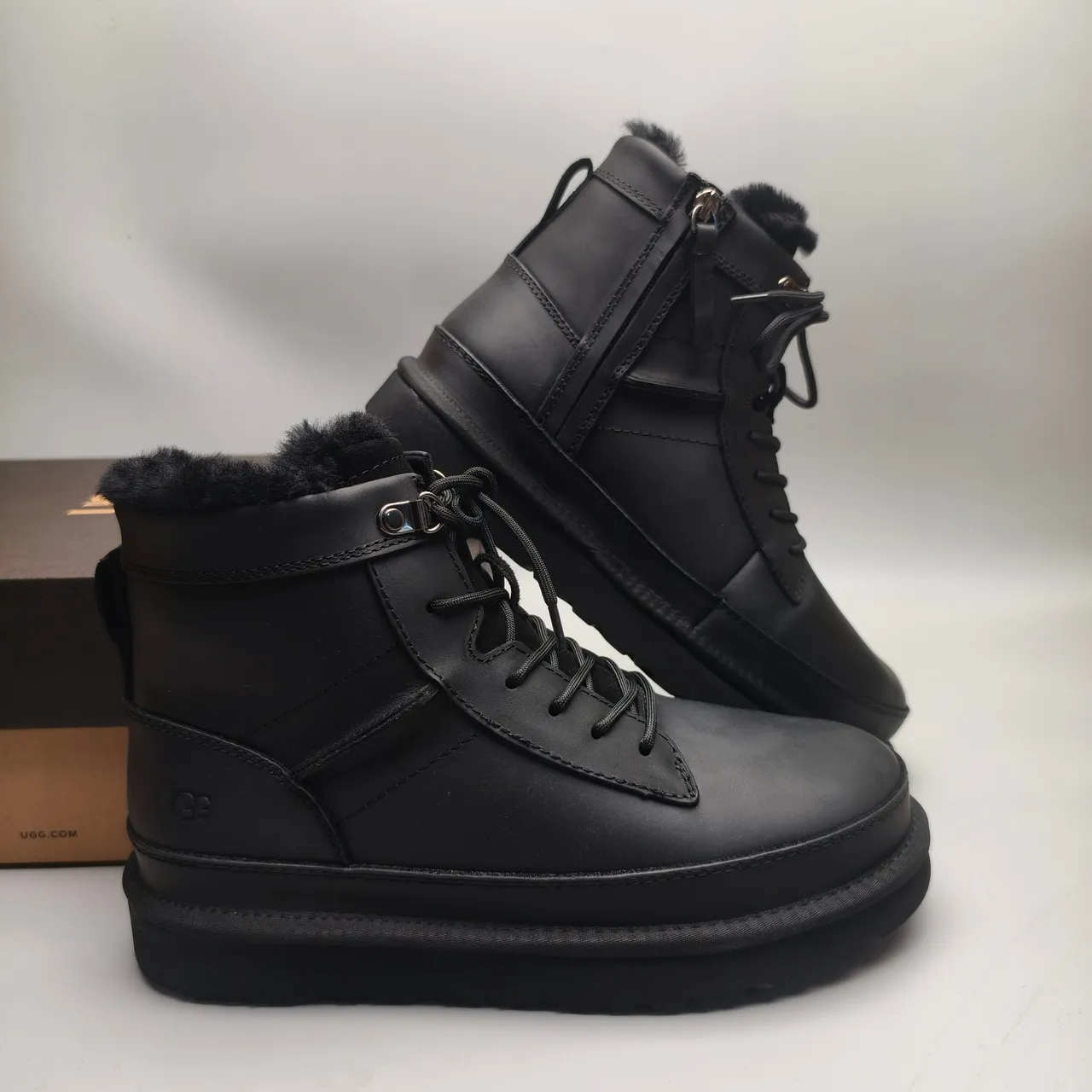 UGG Black Shearling-Lined Lace-Up Snow Boot 6