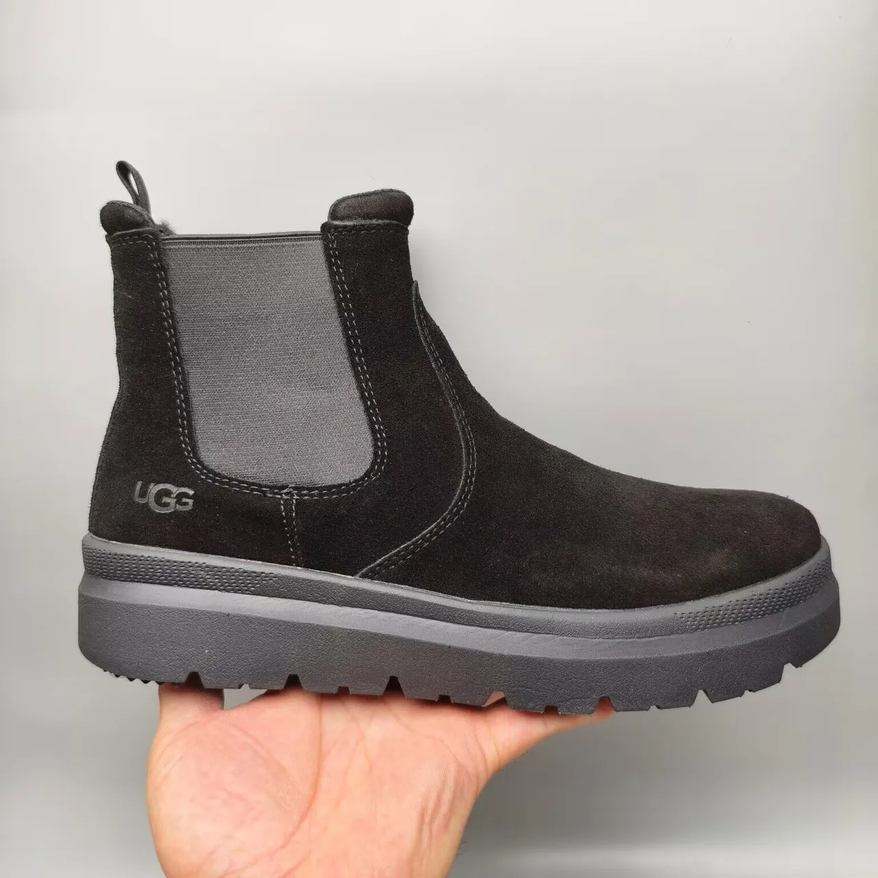 UGG Black Suede Upper Elastic Side Gussets Chelsea Boots 3