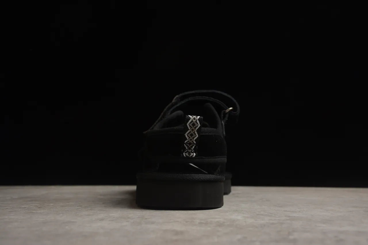 UGG Black Two-Strap Velcro Platform Casual Sandals 9