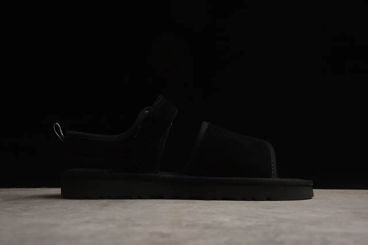 UGG Black Two-Strap Velcro Platform Casual Sandals 12