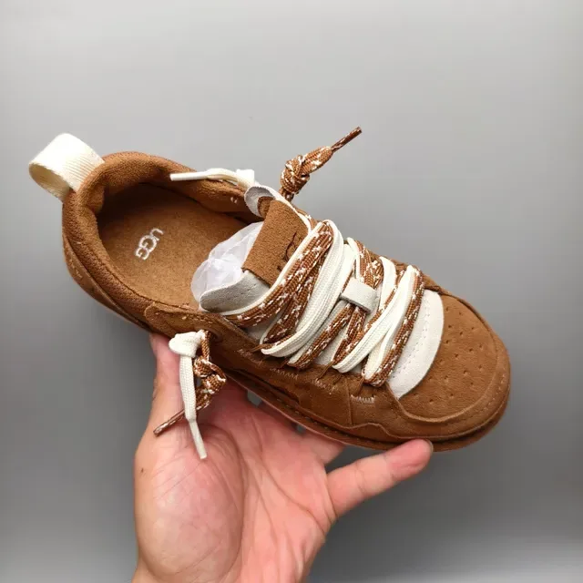 UGG Brown Beige Suede Upper Mixed Lacing System Lifestyle Sneakers 3