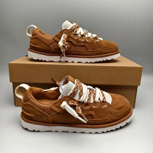 UGG Brown Beige Suede Upper Mixed Lacing System Lifestyle Sneakers 5