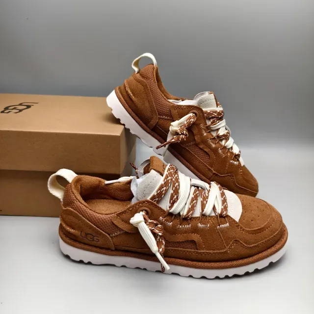 UGG Brown Beige Suede Upper Mixed Lacing System Lifestyle Sneakers 6