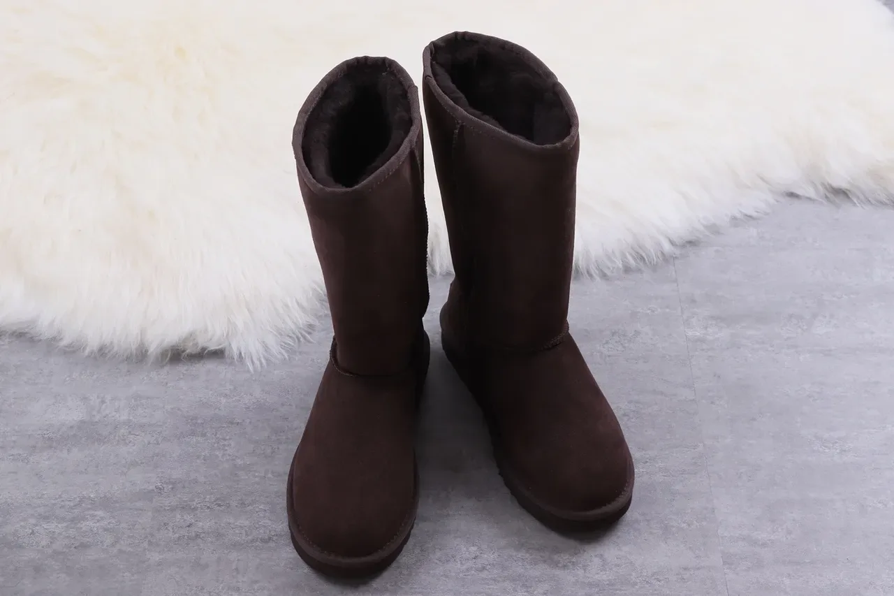 UGG Brown Black Suede Upper Shearling-Lined Knee Boots 10