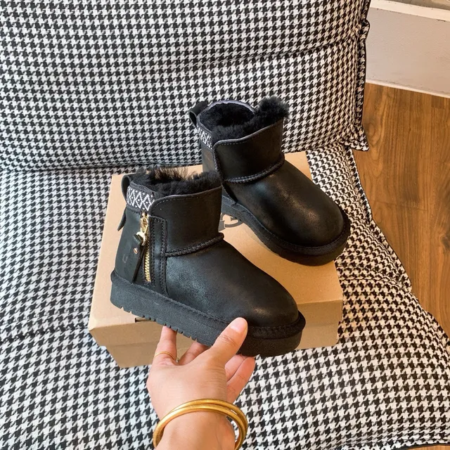 UGG Brown White Shearling-Lined Side-Zip Ankle Boots 17