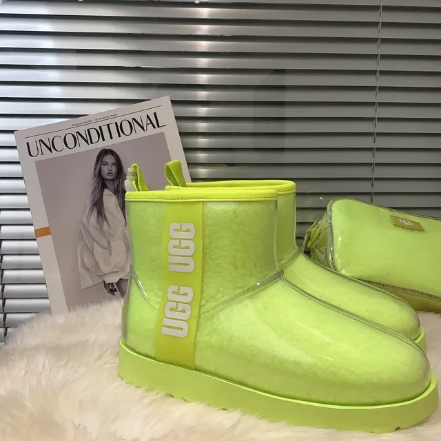 UGG Classic Mini Neon Lime Green Transparent Snow Boots 2