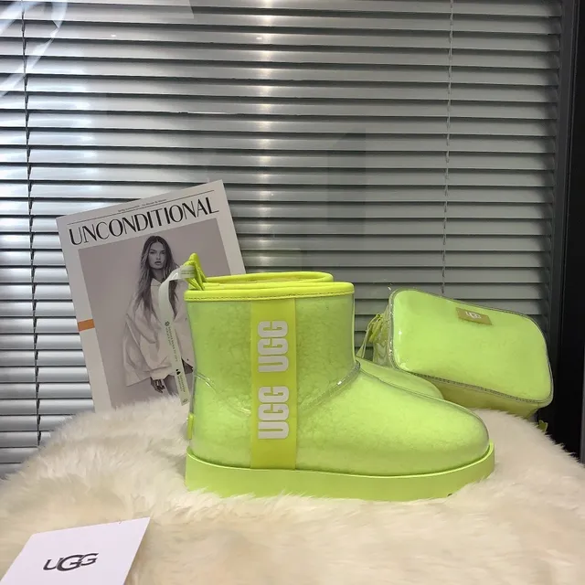 UGG Classic Mini Neon Lime Green Transparent Snow Boots 3