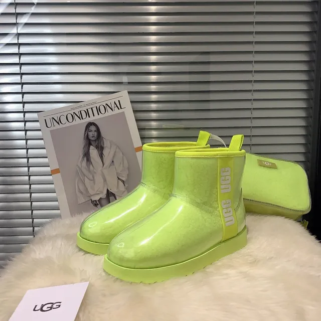 UGG Classic Mini Neon Lime Green Transparent Snow Boots 4