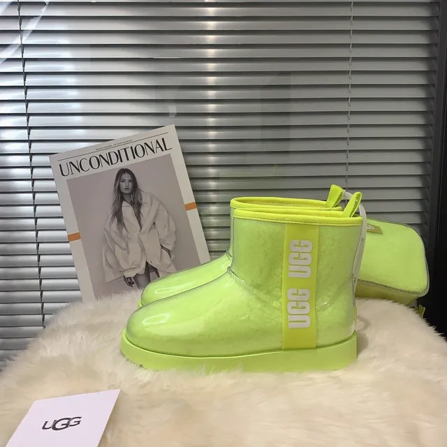 UGG Classic Mini Neon Lime Green Transparent Snow Boots 5