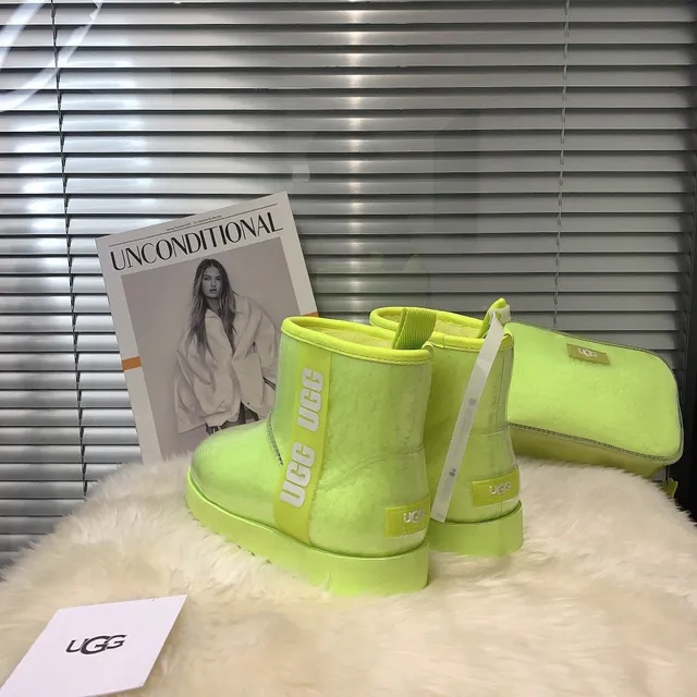 UGG Classic Mini Neon Lime Green Transparent Snow Boots 6