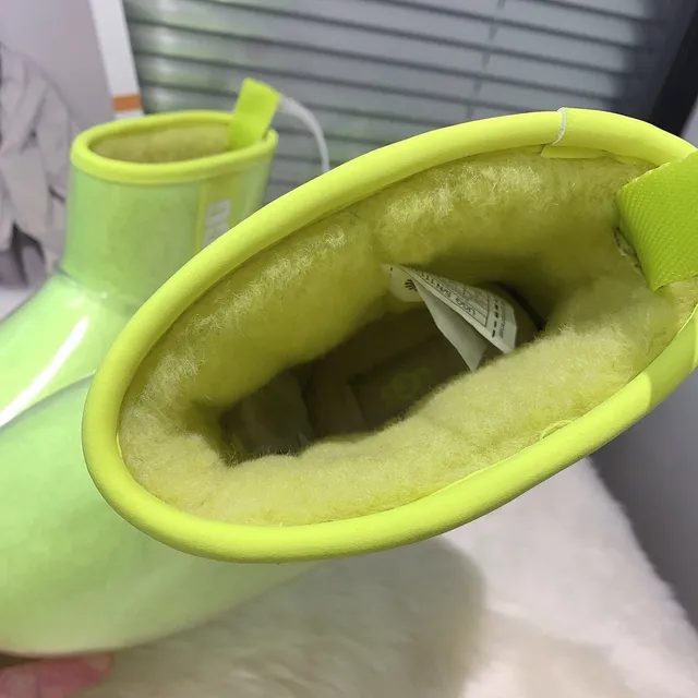 UGG Classic Mini Neon Lime Green Transparent Snow Boots 8