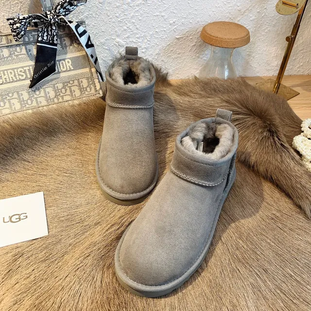 UGG Classic Short Suede Shearling-Lined Snow Boots 19