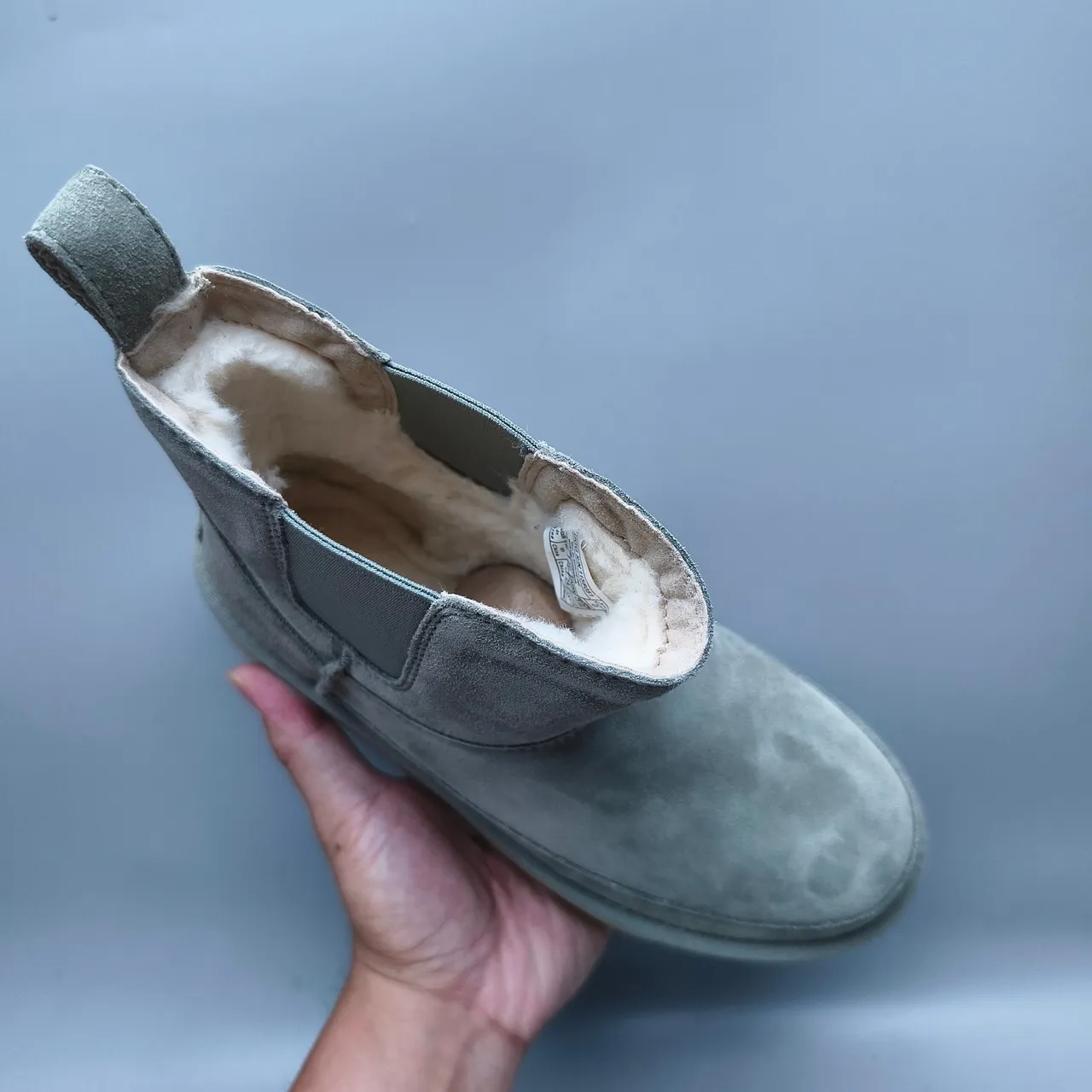 UGG Green Beige Platform Sole Elastic Side Gussets Chelsea Boots 3