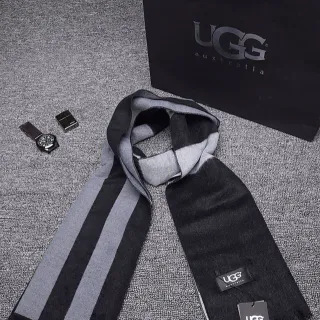 UGG Striped Double-Faced Fringed Cashmere Scarf