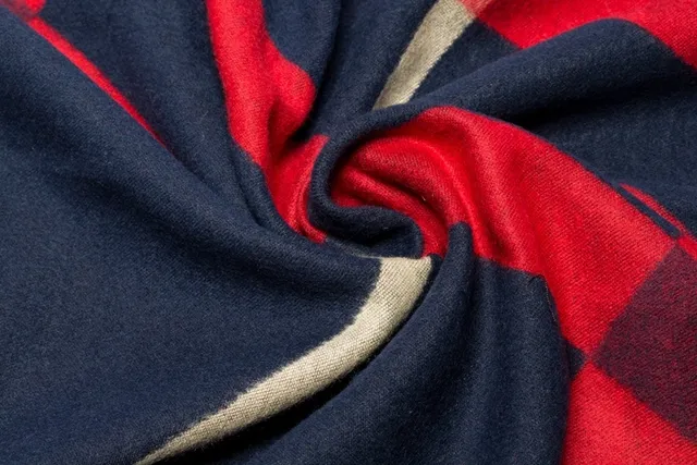 UGG Striped Navy and Red Woven Cashmere Scarf 7