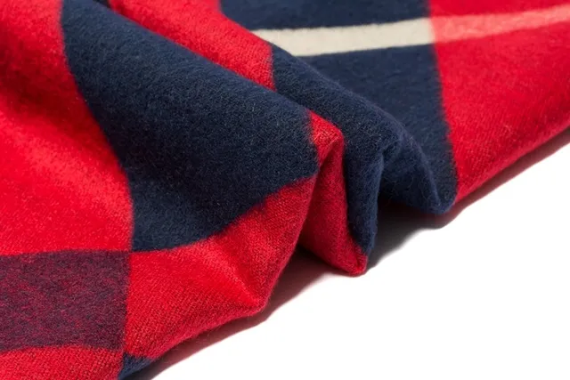 UGG Striped Navy and Red Woven Cashmere Scarf 9