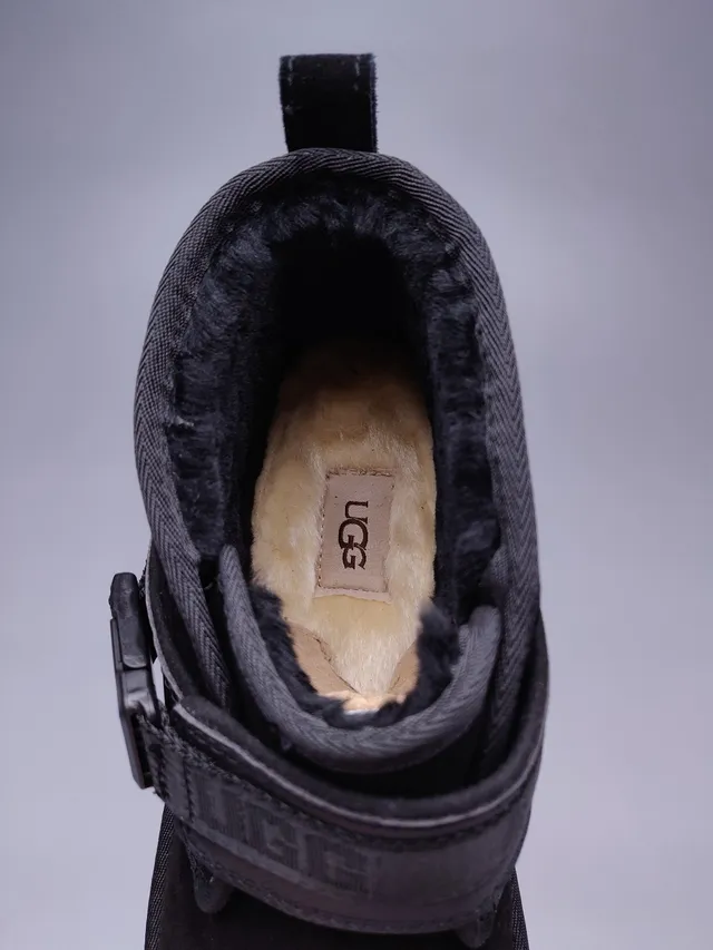 UGG Tasman Black Suede Strap Snow Boots 6