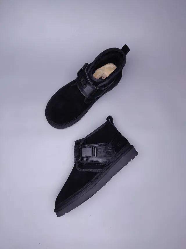 UGG Tasman Black Suede Strap Snow Boots 8