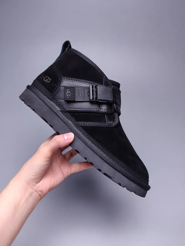 UGG Tasman Black Suede Strap Snow Boots 9