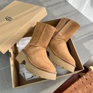 UGG Tasman Brown Beige Platform Sole Suede Upper Ankle Boots