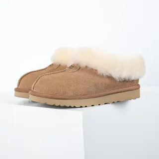 UGG Tasman بني بيج سويد علوي مبطن بجلد الغنم كم أحذية كاجوال