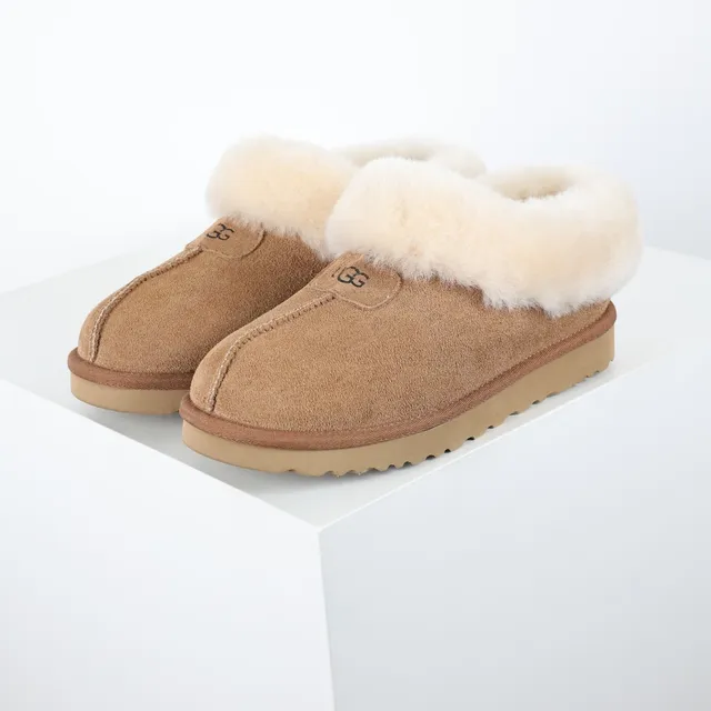 UGG Tasman Brown Beige Suede Upper Shearling-Lined Cuff Casual Shoes 2