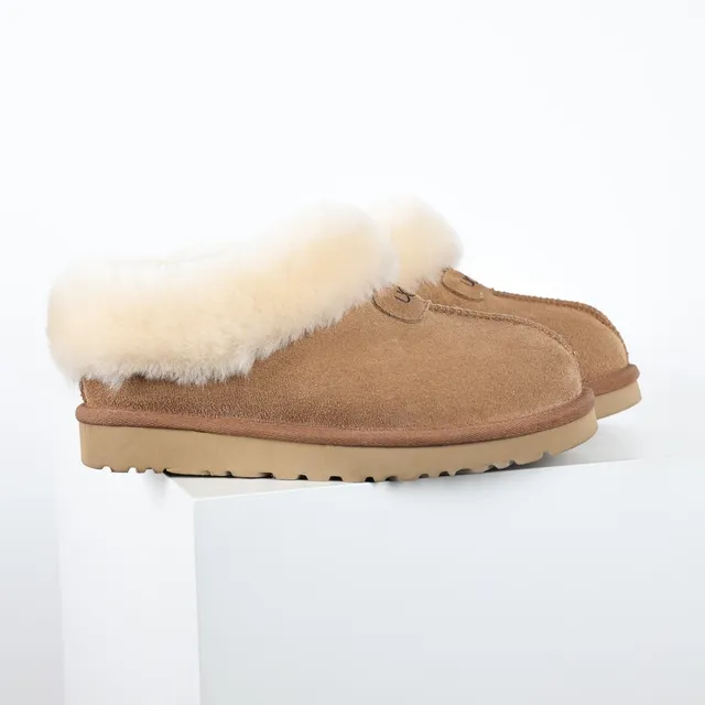 UGG Tasman Brown Beige Suede Upper Shearling-Lined Cuff Casual Shoes 3