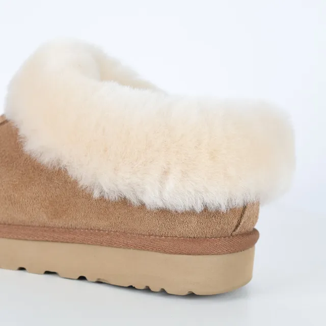 UGG Tasman Brown Beige Suede Upper Shearling-Lined Cuff Casual Shoes 4