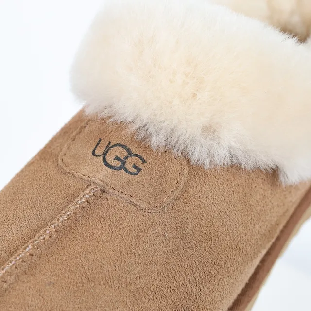 UGG Tasman Brown Beige Suede Upper Shearling-Lined Cuff Casual Shoes 6