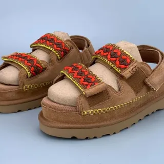 UGG Tasman Marron Rouge Semelle plateforme Lanière Velcro double Sandales casual